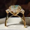 Luxurious Sparkling Square Set Zircon Women's Ring, Suitable for Bridal Engagement, Wedding Banquet Jewelry Gifts