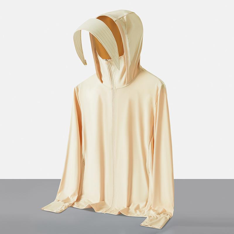 Raw yarn sunscreen clothing women's removable brim men's ice silk UPF + UV protection outdoor fishing sunscreen clothing