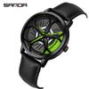 Sanda Men's 1061 Waterproof Leather Strap Watch with Trendy Hollow Dial