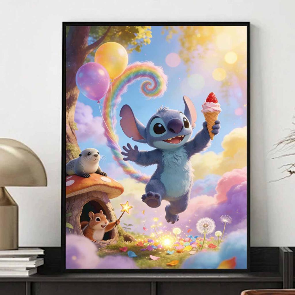 Disney Diamond Painting Art Painting Set Handmade Cross Stitch DIY Diamond Art Cute Stitch with Ice Cream Home Bedroom Wall Decor Gift