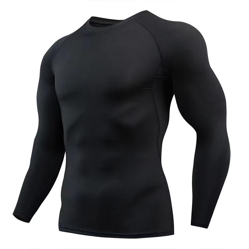 Men's Quick-Dry Breathable Sportswear Set - Tight-Fit, Long-Sleeve Base Layer for Outdoor Running & Training.