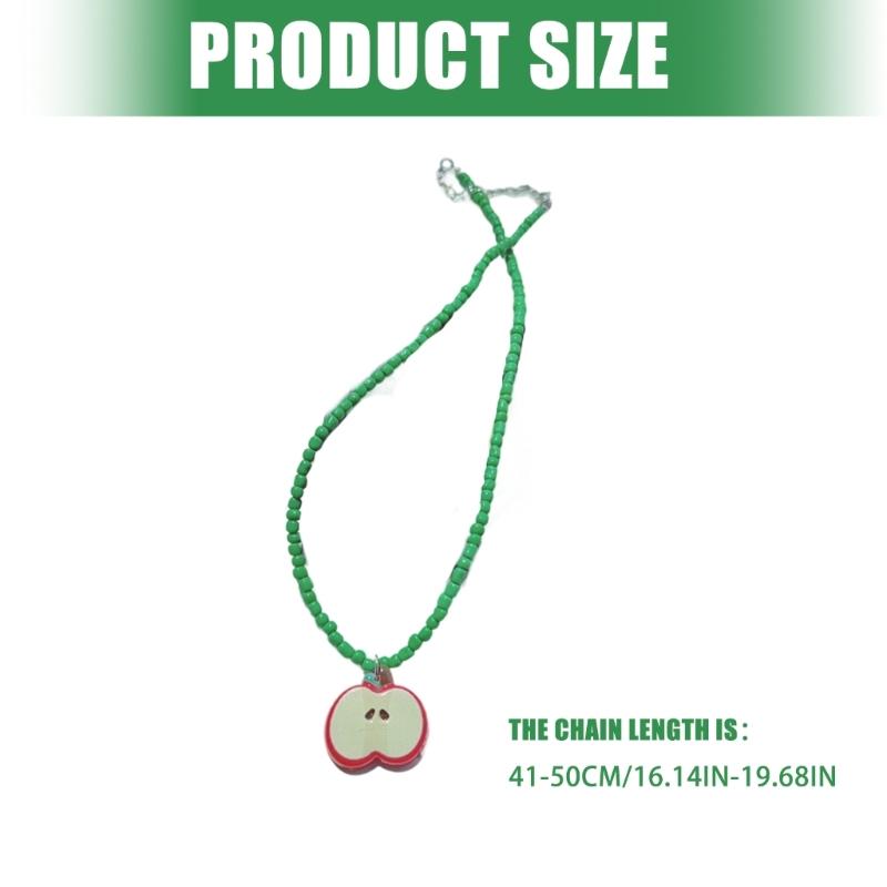Vibrant Fruit Charm Necklace With Glass Beads Layering Style Casual Jewelry For Teens Everyday Wear