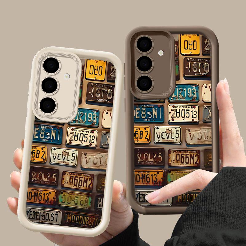 Nummernschild Druck Stoßfestes Mattes Case Für Samsung S25 Ultra S24 FE S23 A56 A36 A16 A15 A55 A35 Objektivschutz TPU Weiche Silikon Handyhülle