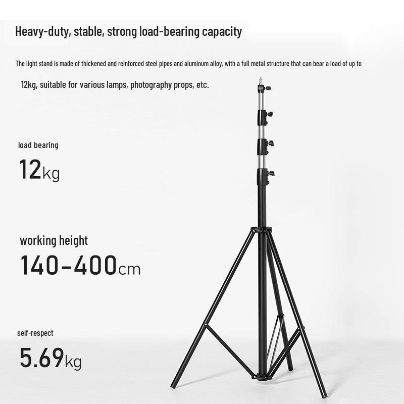 Ambitful 4m Heavy Duty Studio Light Stand with 1/4 and 3/8" Mounts