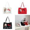 Hello Kitty Trendy Canvas Handbag With Durable Material And Double Shoulder Straps For Women