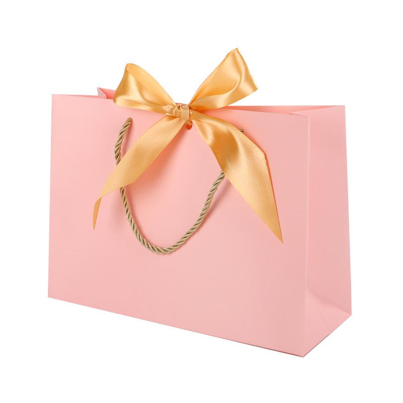 Handbag with Bow Ribbon - Gift, Shopping, and Makeup Paper Bag