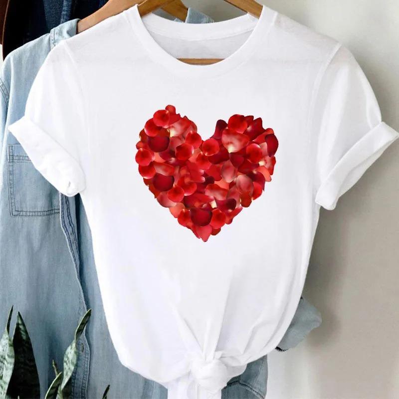 New Bicycle Flower Love Retro Loose Simple Cute Half Sleeve Short Sleeve T-shirt Woman Summer fashion polyester fabric