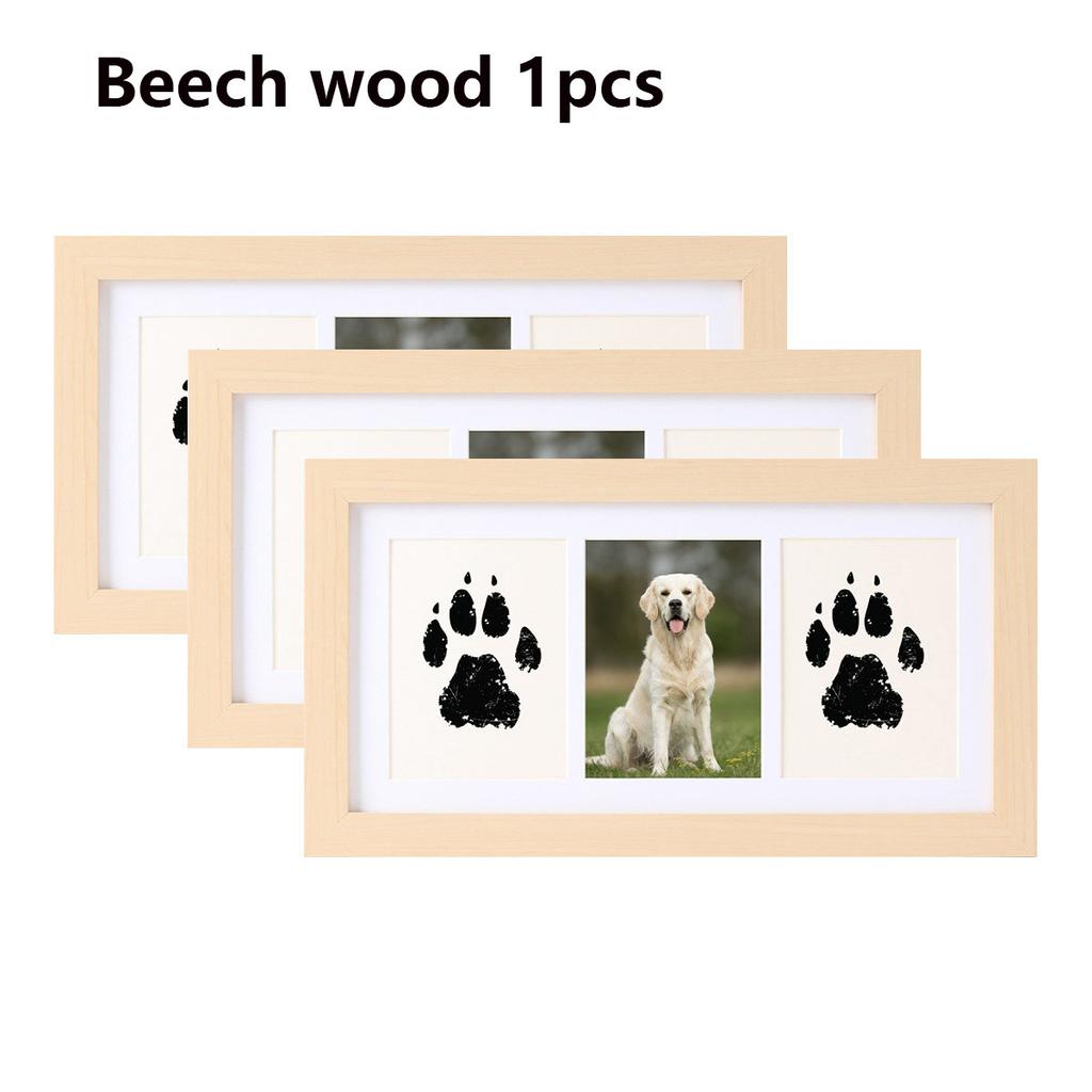 Pet Paw Print & Photo Frame Kit Clean-Touch Inkless Pad for Dogs & Cats Baby Hands Footprint Paw Keepsake Memory Display