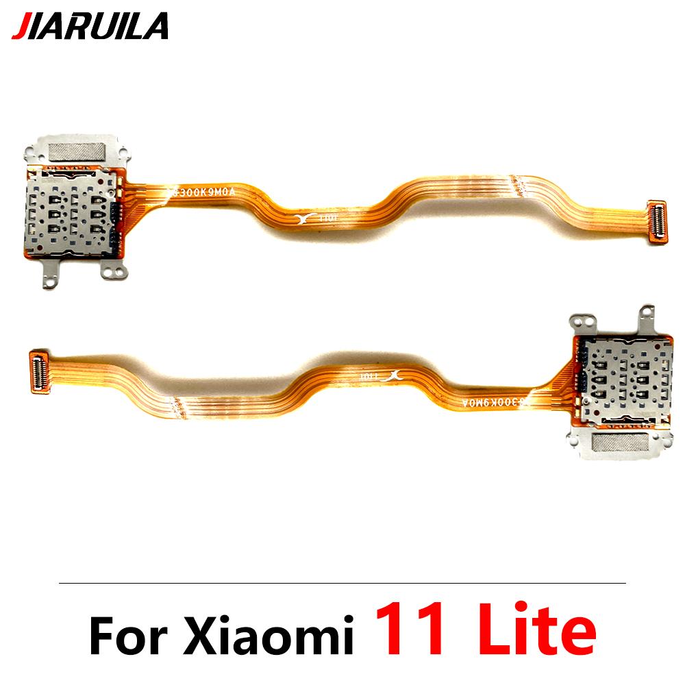 New For Xiaomi 11 Lite 1G SIM Card Holder Tray Slot Reader Socket Flex Ribbon Cable Replacement For Mi 11 Lite