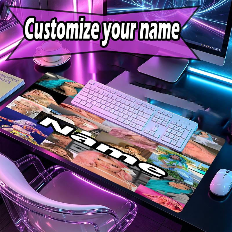 Custom Name Personalized Karol G Pattern Mousepad, Laptop PC Desk Mat, Decorative Desk Mat for Home Keyboard Pad Gift