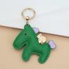 Women Leather Charms Bag Pendant KeyChain Cartoon Pony Rocking Horses Keyring Cute Animal Ornament Accessories