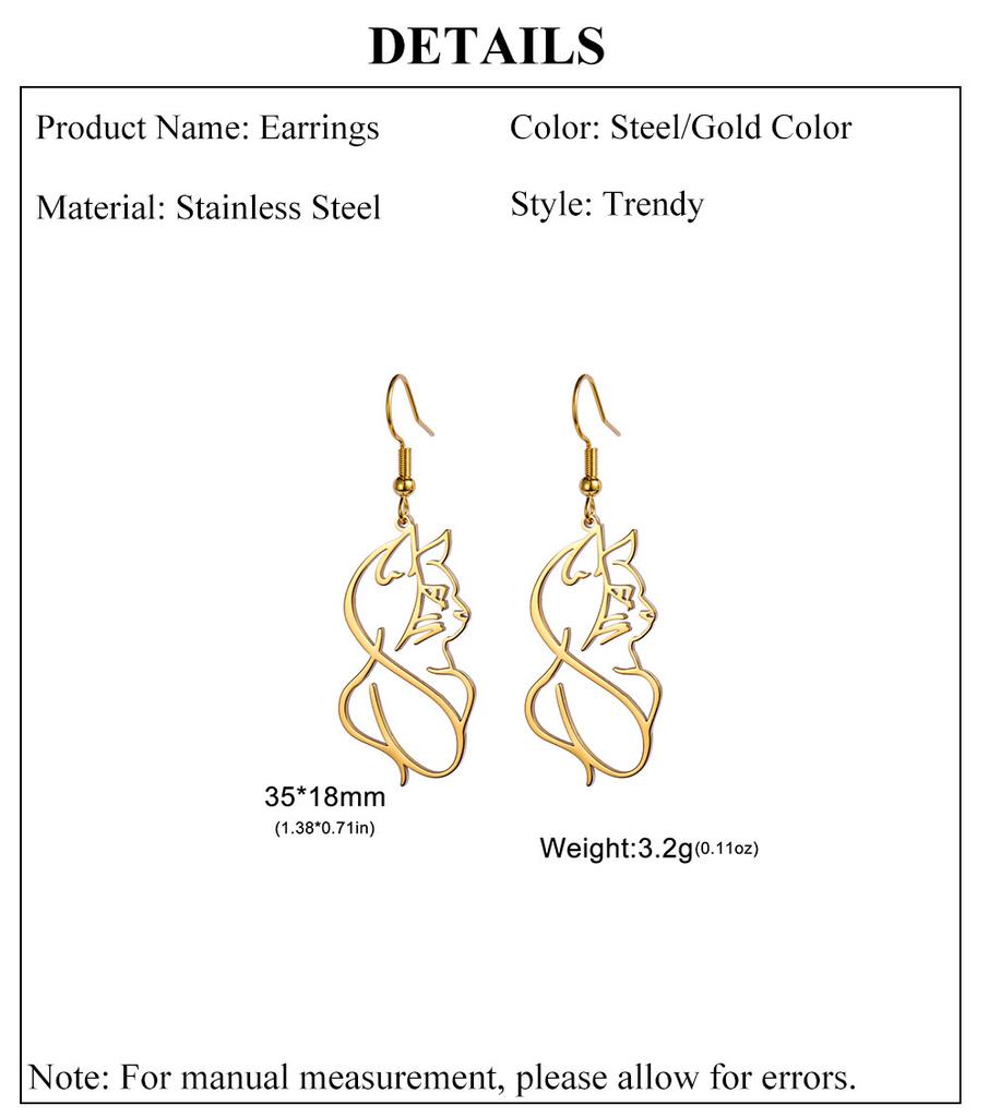 Cazador Gold Color Cat Kitten Drop Earrings for Women Stainless Steel Jewelry Cute Animal Earrings Valentine Gift Wholesale 2026