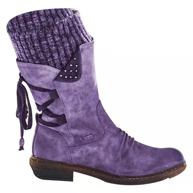 Winter Women's Shoes, Foreign Trade Wish Wool Mouth, European and American Plus Size Women's Boots, Medium Boots, Snow Boots, Boots Are Non-slip