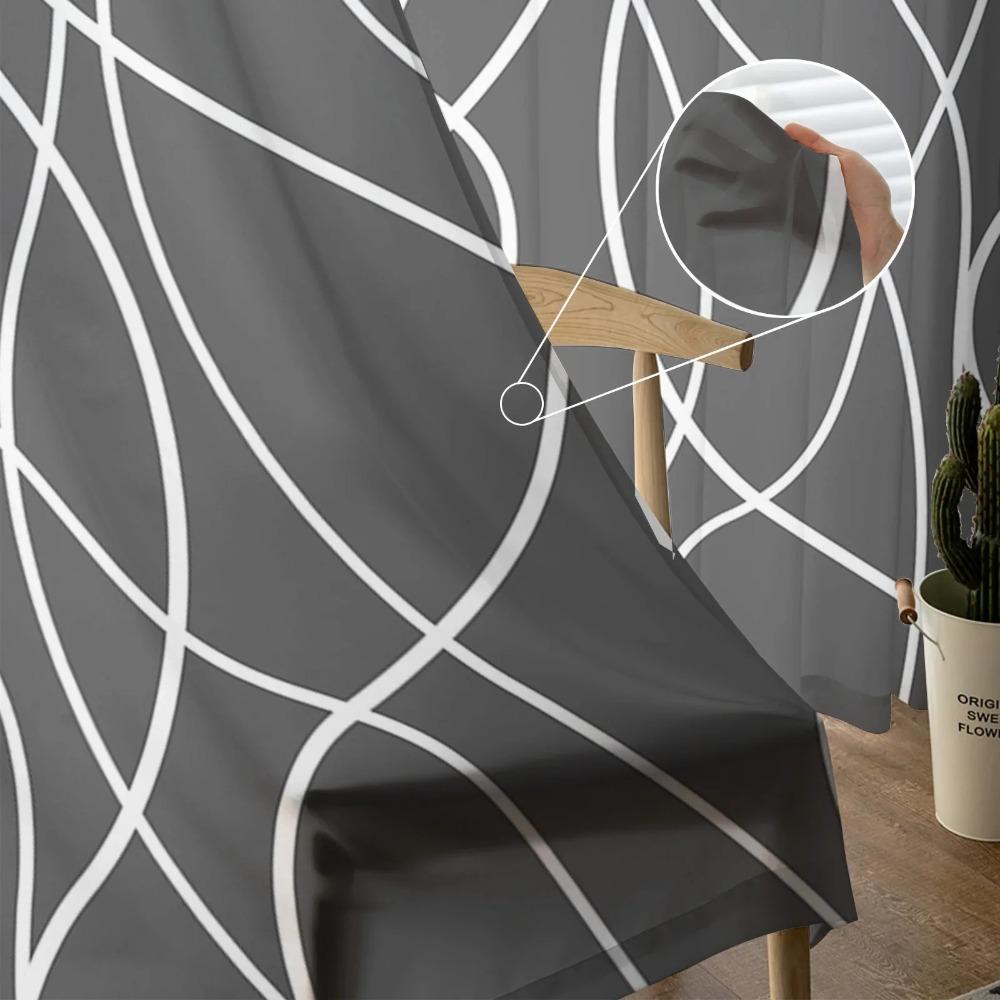 Twisted Lines Modern Art Grey Voile Curtains For Bedroom Tulle Window Curtain For Living Room Sheer Curtains Blinds Drapes