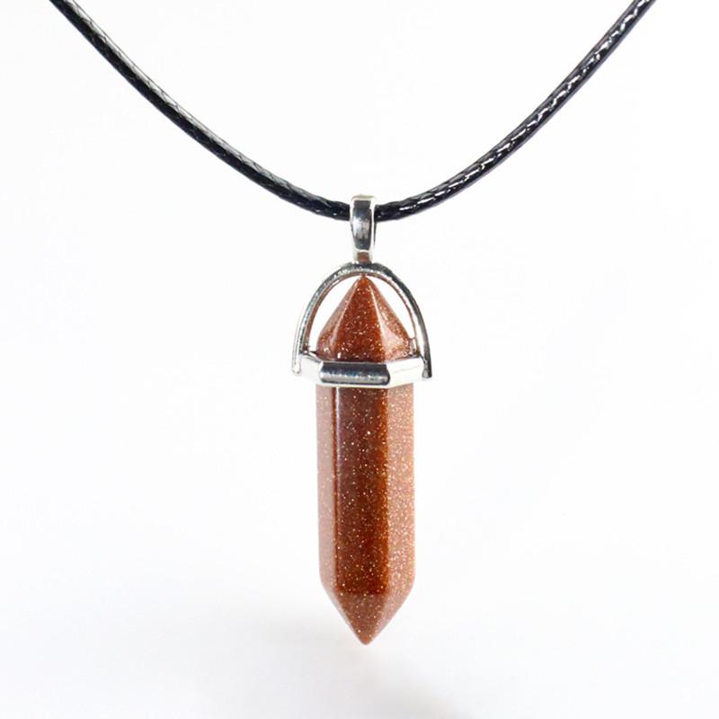 Hermoso Collar de Piedra de Cristal Natural con Colgante Hexagonal Único para Curación
