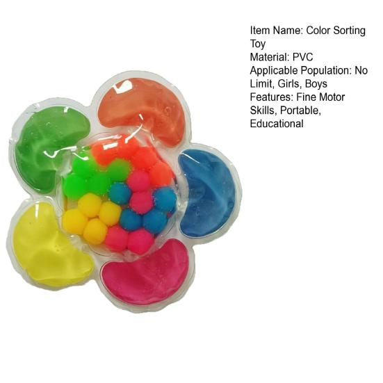 Kids Color Sorting Sensory Toy Fine Motor Skills Portable Toddlers Color Learning Educational Colorful Rubber Beads Squeeze Matching Game