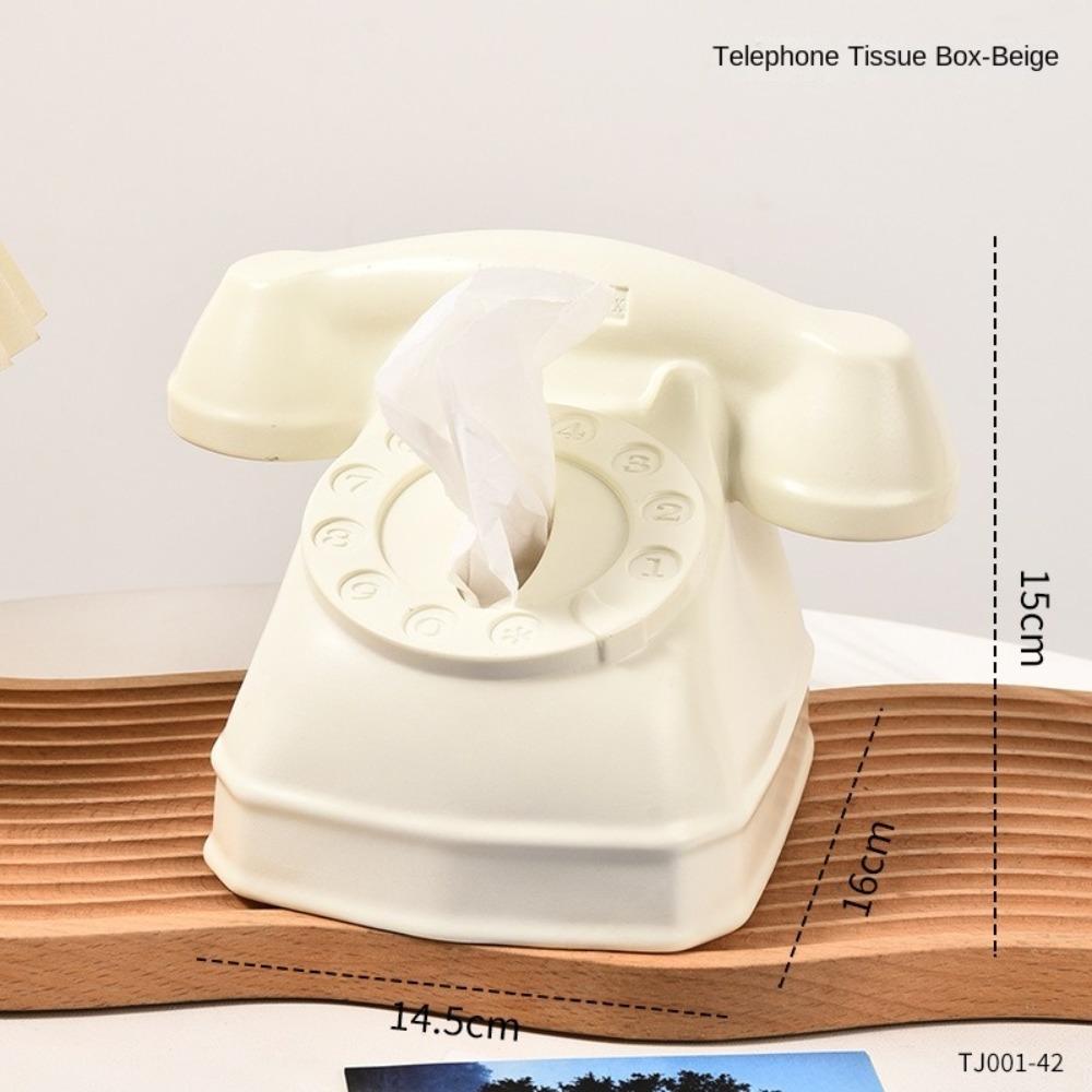 

Мультяшный телефон Чехол для салфеток Выдвижной контейнер для салфеток Чехол для туалетной бумаги Журнальный столик бежевый