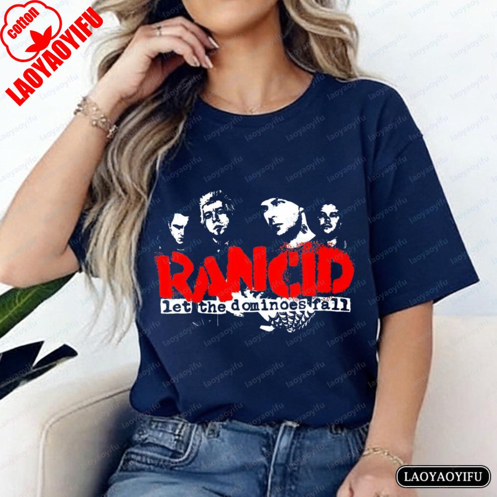Let The Dominoes Fall Print TShirt Rancid Fan Unisex Tops Punk Lover Cotton Tee Vintage Classic Band Rock Women Unisex Streetwear