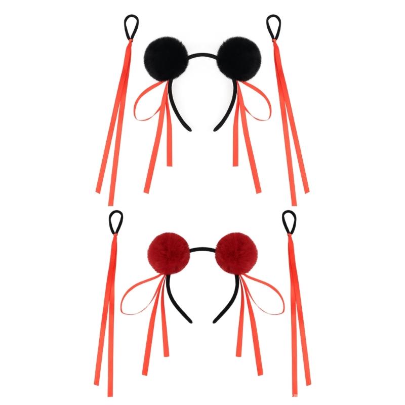 Weiche Pompons Necha Haarband Haargummi Schleife Dutt Stirnband Cosplay Party Haarstyling-Tool Für Anime-Charakter