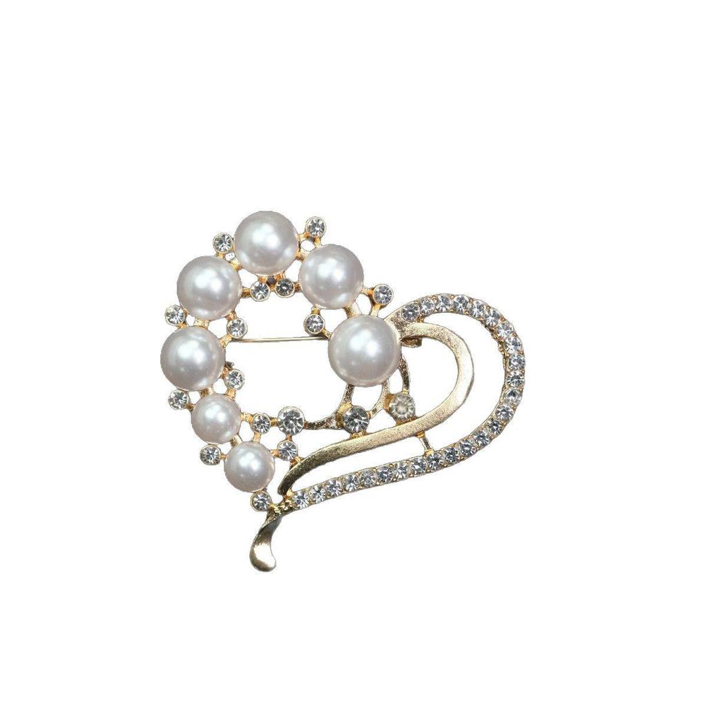 Retro Flower Pearl & Diamond Alloy Brooch Pin