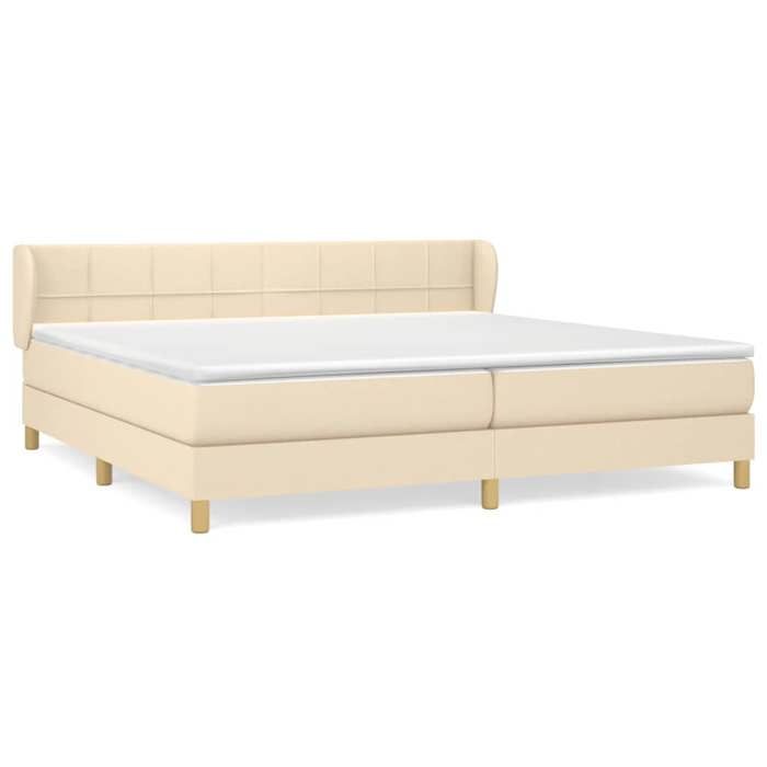 3126834 vidaXL Lit à sommier tapissier avec matelas Crème 200x200 cm Tissu