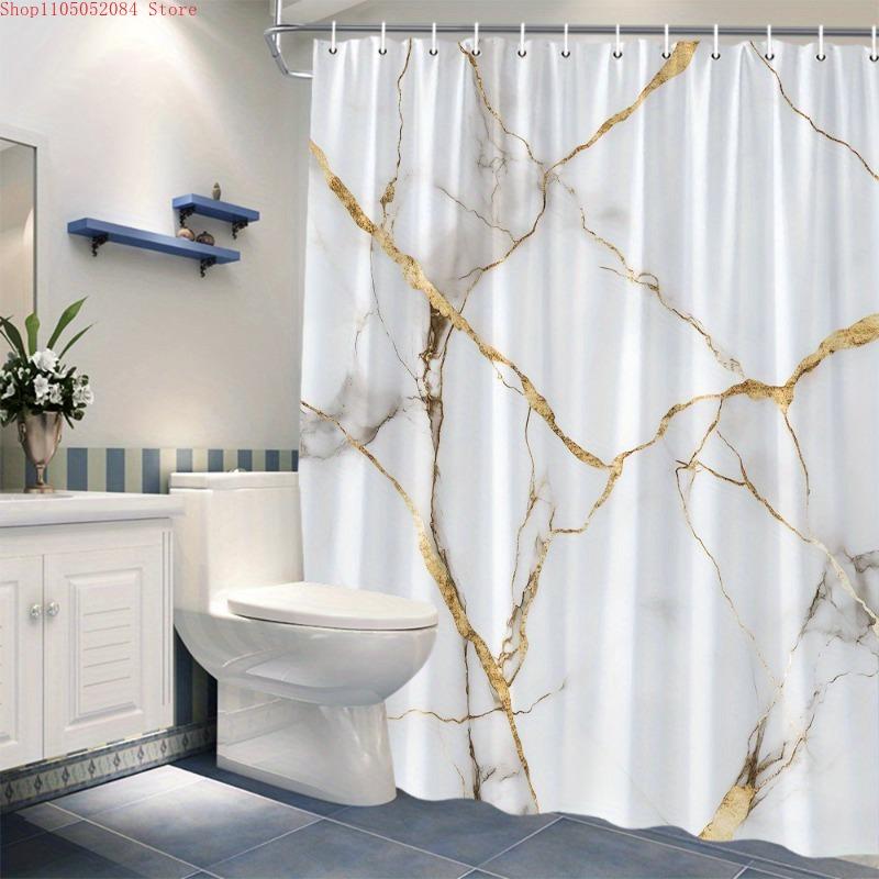 Rideau de douche blanc luxueux Naturel - Avec crochets Imperméable Résistant à la moisissure Facile à installer Lavable