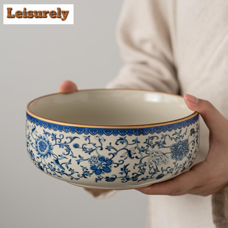 1000ml Modrobílý ru kilnový porcelán Jianshui Luxusní čajová miska na oplachování štětců Nádoba na čajový odpad Vybavení Chaxi Řemeslo