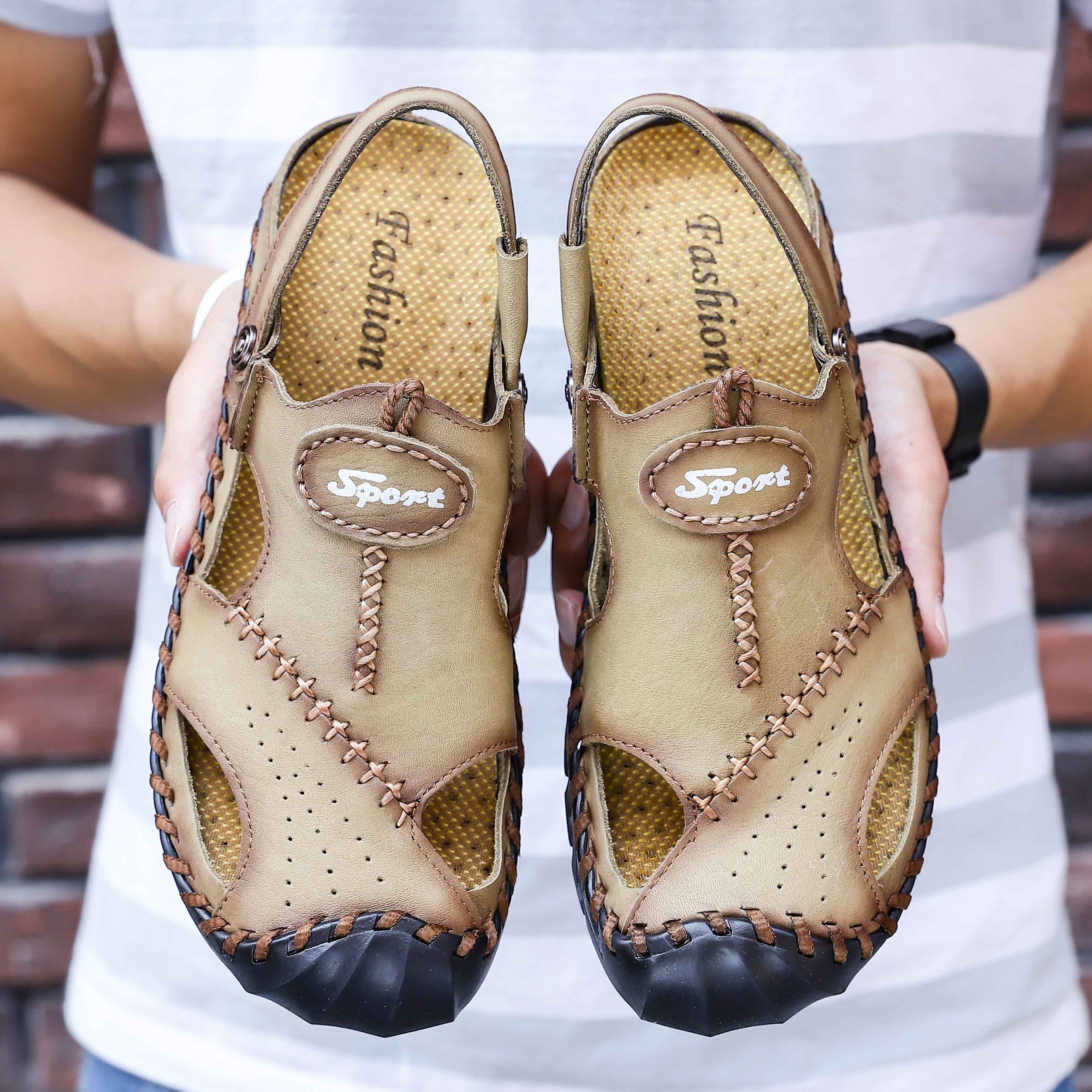 

Fashion New Men Sandals Summer Male Shoes Beach Sandals Man Fashion Comfortable Outdoor Casual Sneakers Classic Men Shoes 48 Size 38 хаки