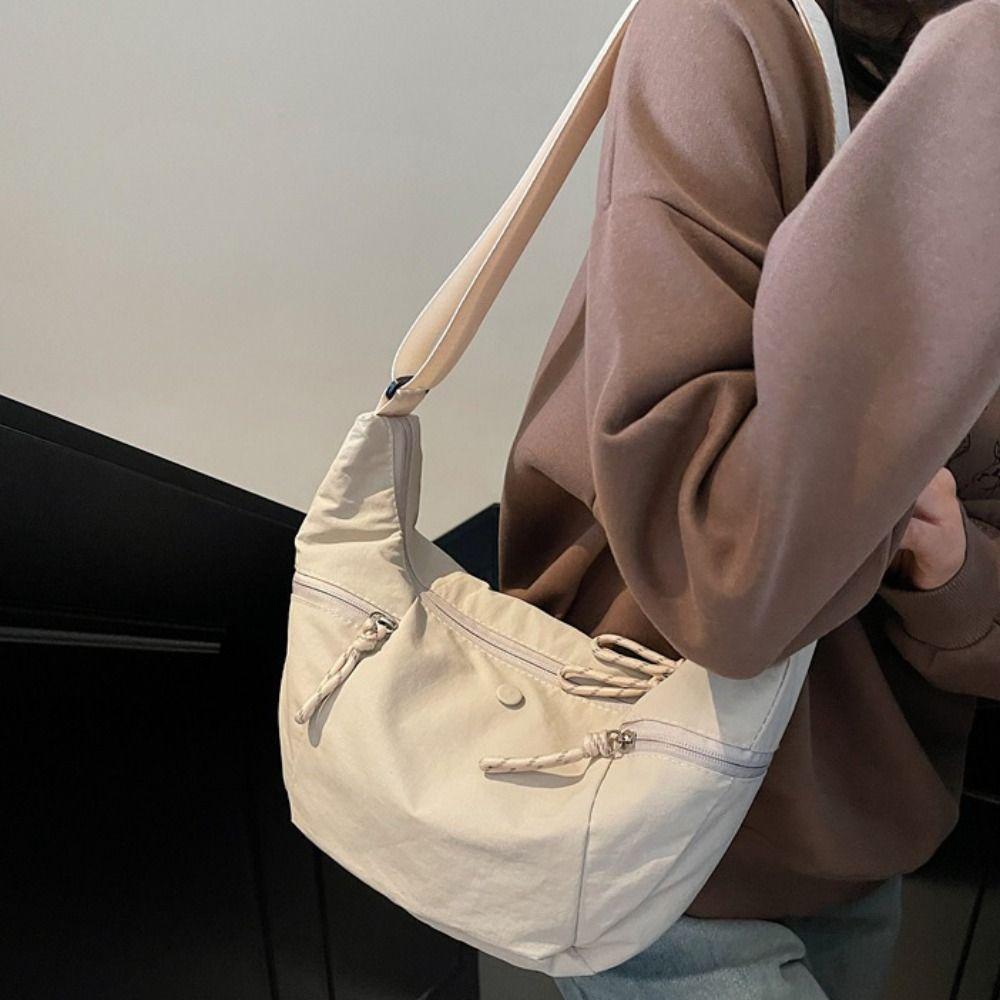 Einfarbige lässige Umhängetasche im japanischen Stil, Sport-Schultertasche, Nylon-Knödeltasche für Mädchen