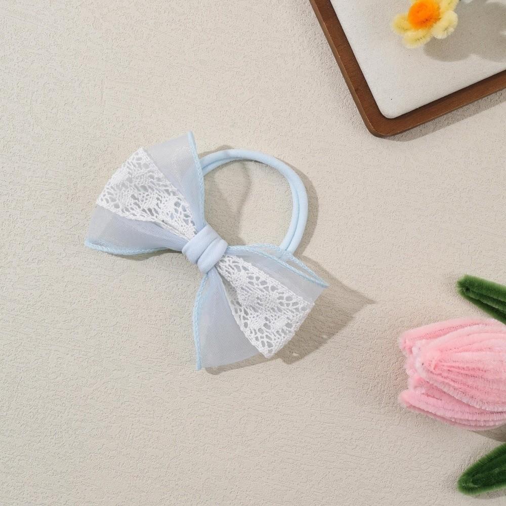 Soft Baby Nylon Headband Lace Bow Ponytail Hair Tie Bowknot Hair Bands  For Baby Girls Children