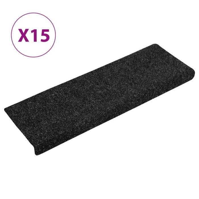 VidaXL Self-adhesive Stair Treads 15 Pieces 65 X 21 X 4 Cm Black Rectangular Edge 134563