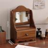 Ins-style French Medieval Wooden Makeup Mirror, Tabletop Decoration, Standable, Suitable for Girls' Bedroom Dressing Mirror