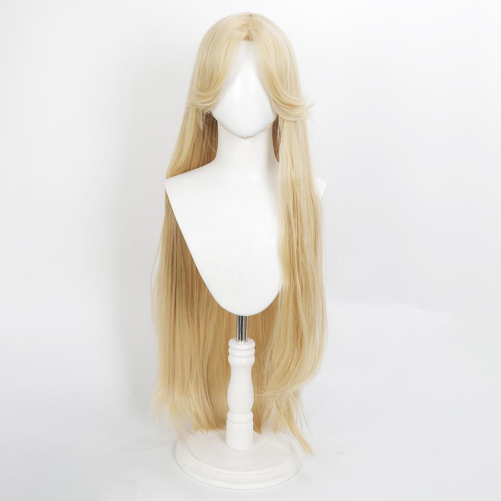 32inch Long Wavy Blonde Synthetic Wig Heat Resistant Cosplay Hair for Princess Themed Costume Party