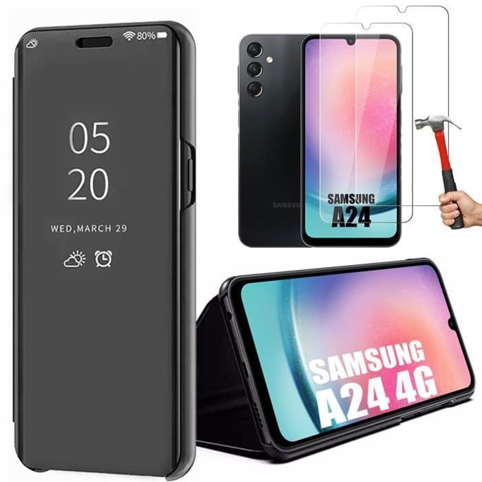 Coque de protection rigide antichoc effet miroir pour Samsung Galaxy A24 - BOOLING - Noir