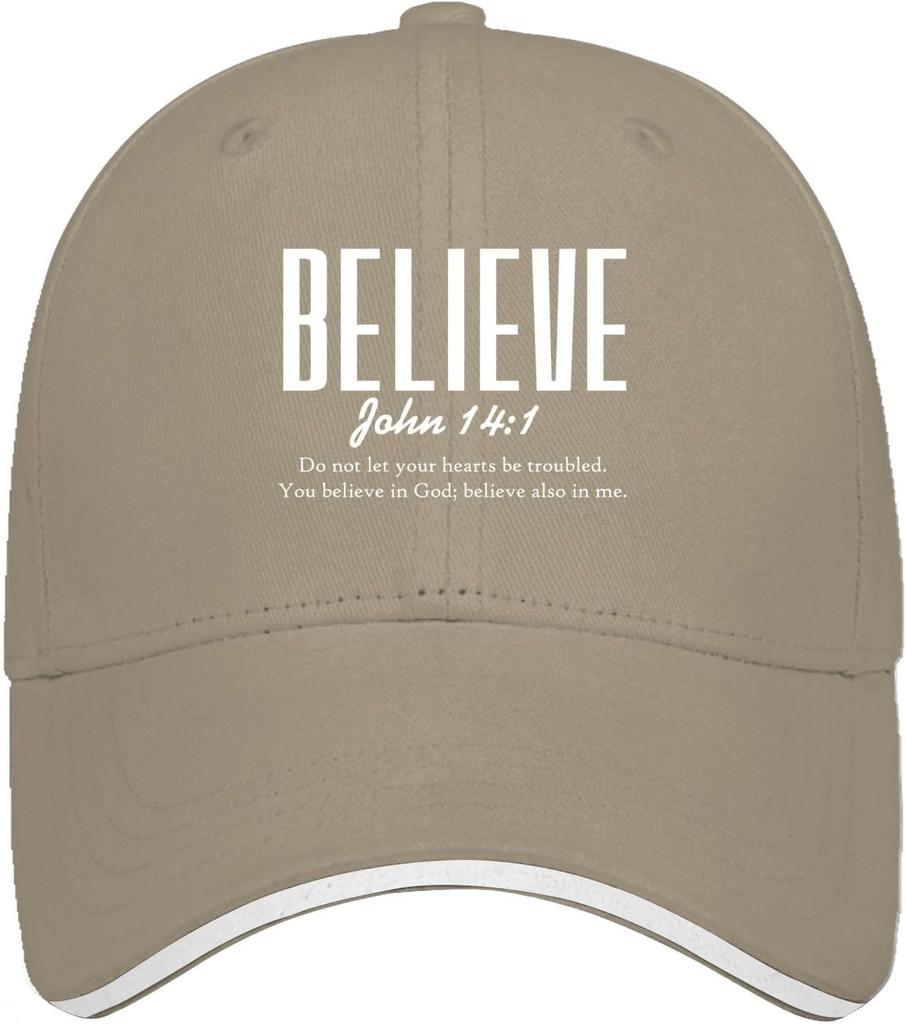 Believe John 141 Bible Verse Pink Baseball Cap Adjustable Polyester Casual Sun Protection Hat