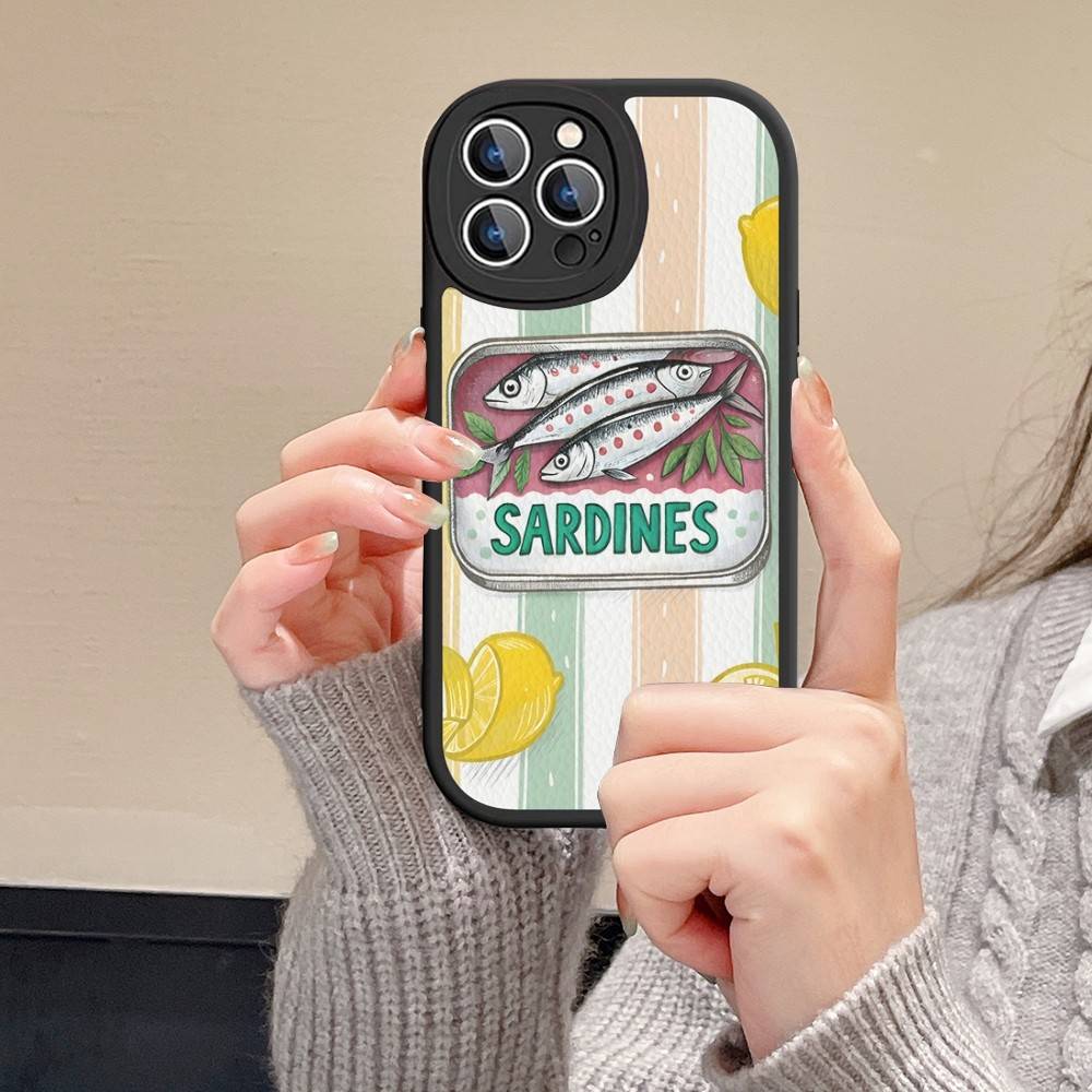Sardines Phone Case For IPhone 16 15 14 13 12 11 Pro Max Plus Leather Cover