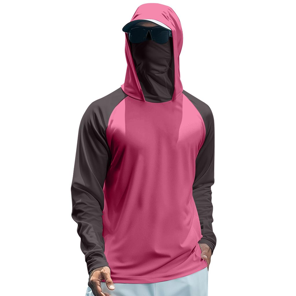 Men's Summer Color Matching Quick-drying Long-sleeved T-shirt Sun Clothing Fishing Fitness Sports Hooded Long-sleeved Top