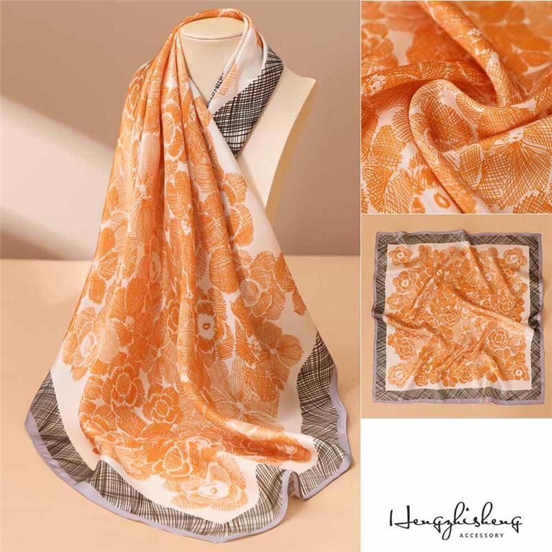 68*68cm 100% Mulberry Silk Scarf Luxury Printed Square Shawl Elegant Lightweight Soft Summer Fashion Accessory Women