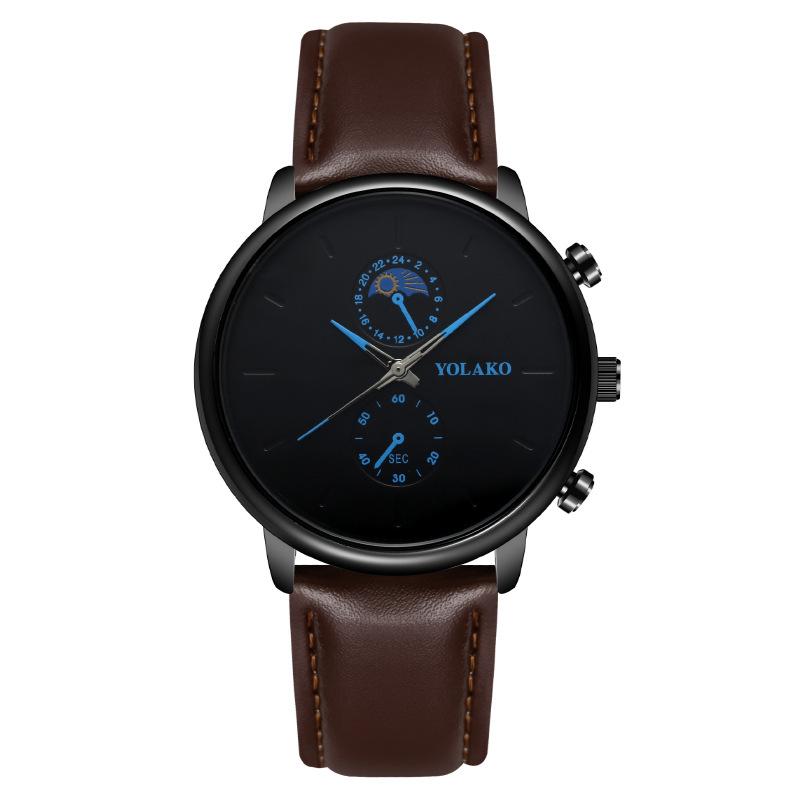 

Популярные модные мужские часы Moon Two Eyes, мужские кварцевые часы с ремешком