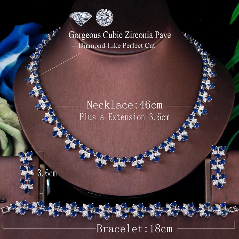 CMM wunderschöne glänzende Zirkonia-Blattform-Halsketten-Ohrringe-Armband-Schmucksets