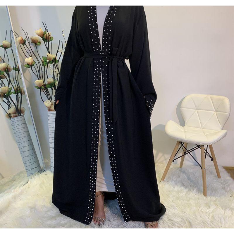 2020 New Lace-up plus Size Solid Color Cardigan Robe Dress