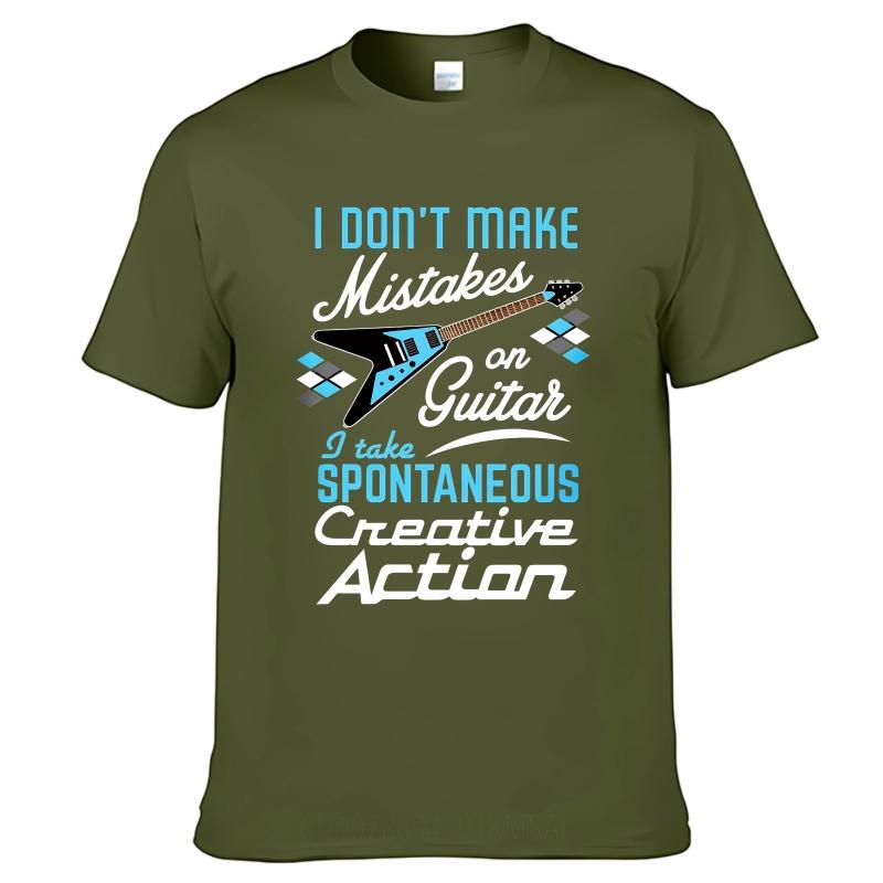 Schwarzes Sommer-T-Shirt für Herren Ich mache keine Fehler auf der Gitarre, ich ergreife spontane kreative Maßnahmen Kurzarm Rock O-Ausschnitt T-Shirts