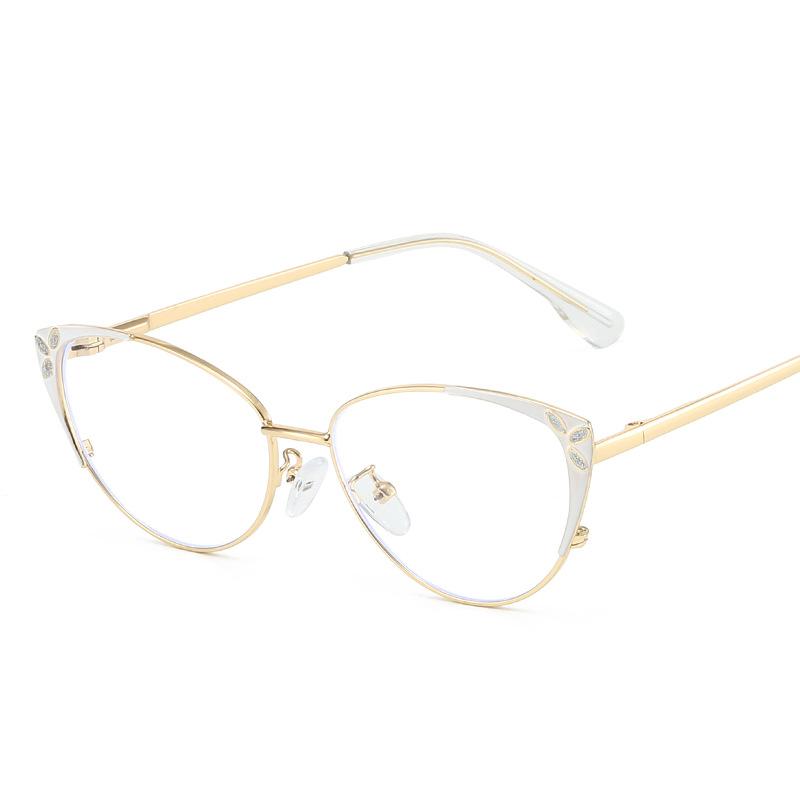 European American Stylish Glasses Women Cat Eye Shape Anti Blue Light Women's Glasses Frames  Decorative Glass