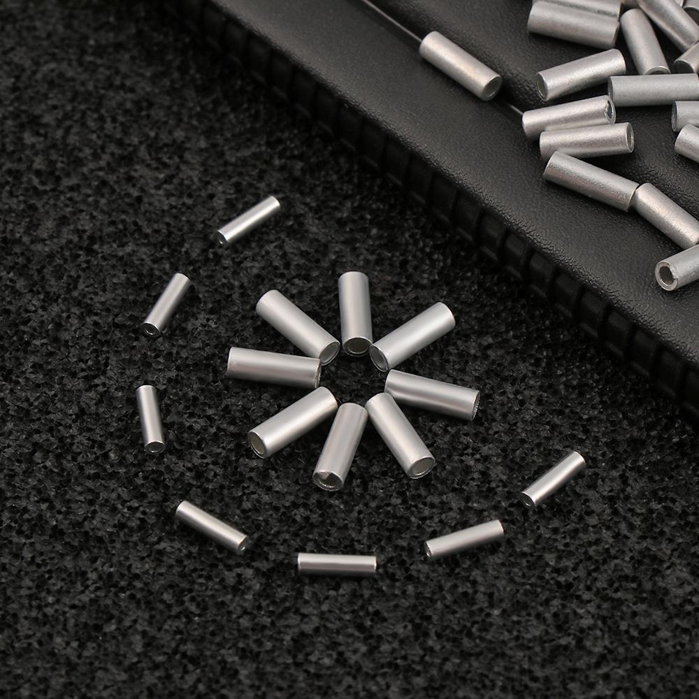 100Pcs Round Stainless Steel Fishing Tube Fishing Wire Pipe Crimp Sleeves Connector Fishing Line Accessories Tool
