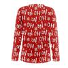 Women's Casual Pullover U-neck Zipper Printed Sweater Christmas Long Sleeve T-shirt