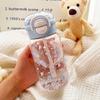Water Bottle New Korean Version Large Capacity Plastic Cup Double Drink Straw Cup Cute Accompanying Water Cup Girl