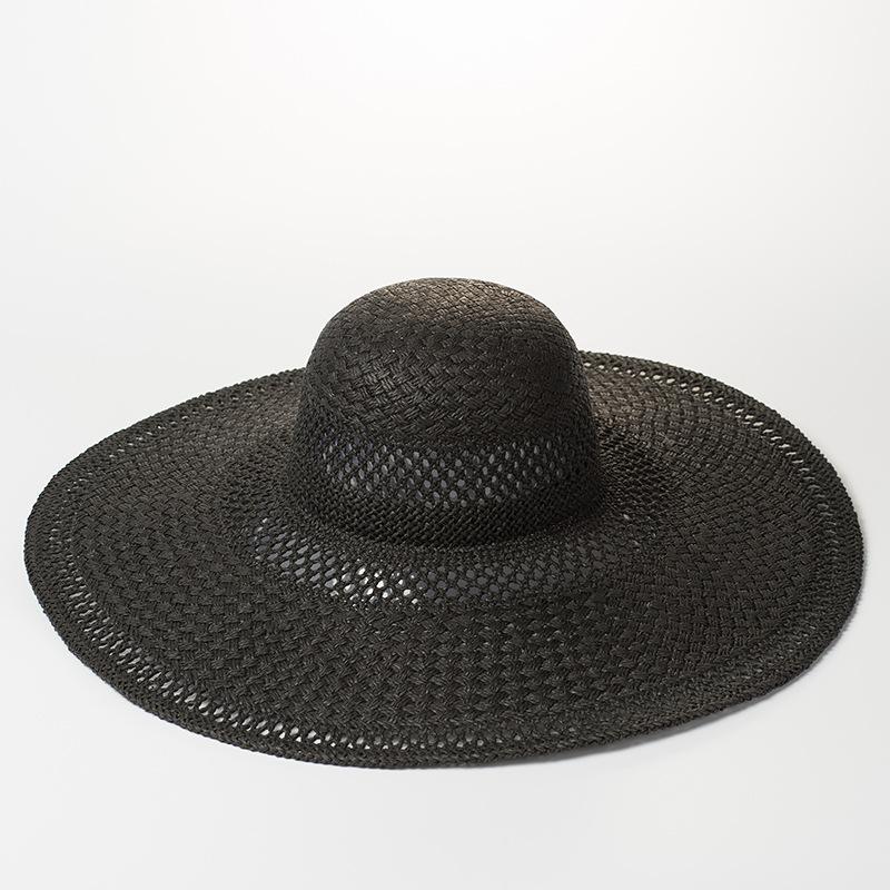Spring and Summer New Hand-woven Hollow Large Pore Big Eaves Straw Hat Travel Sunscreen Sunshade Beach Big Eaves Hat