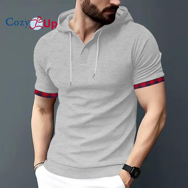 

Мужская футболка Cozy Up Leisure Sports с короткими рукавами, вафельная толстовка с капюшоном S серый