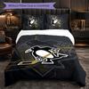Pittsburgh Penguins Pattern Microfiber 3Pcs Bedding Set Decor Duvet Cover Set For Bedroom Home Use