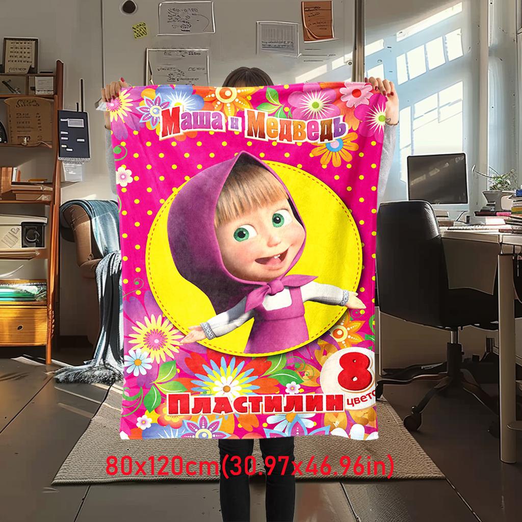 Russian animation Fairy Tale Masha and the Bear Cartoon Blanket Soft Four Seasons Home Bed Blanket Sofa Cover Office Napping Picnic Blanket M1